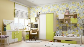 Детская комната Эппл (Зеленый/Белый/корпус Клен) в Орле - oryol.katalogmebeli.com | фото