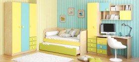 Детская комната Смайли (Желтый/Голубой/Зеленый/корпус Клен) в Орле - oryol.katalogmebeli.com | фото