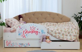 Кровать детская Эльза с бортиком Принцесса Белый/Бежевый в Орле - oryol.katalogmebeli.com | фото