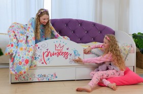 Кровать детская Эльза с бортиком Принцесса Белый/Фиолетовый в Орле - oryol.katalogmebeli.com | фото