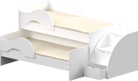 Кровать детская Матрешка выкатная с лестницей Белый в Орле - oryol.katalogmebeli.com | фото