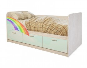 Кровать детская Минима Лего 1,86м с ящиками (дуб атланта/лиловый сад) в Орле - oryol.katalogmebeli.com | фото
