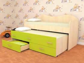 Кровать детская Нимфа двухместная 2.0 Дуб молочный/Лайм в Орле - oryol.katalogmebeli.com | фото