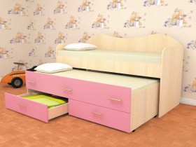 Кровать детская Нимфа двухместная 2.0 Дуб молочный/Розовый в Орле - oryol.katalogmebeli.com | фото