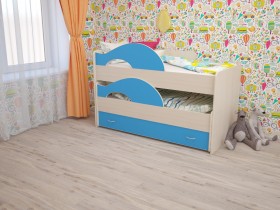 Кровать детская Радуга 1600 Млечный дуб/Голубой в Орле - oryol.katalogmebeli.com | фото