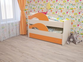 Кровать детская Радуга 1600 Млечный дуб/Оранжевый в Орле - oryol.katalogmebeli.com | фото