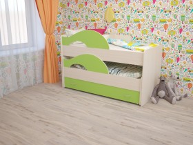 Кровать детская Радуга 1600 Млечный дуб/Салатовый в Орле - oryol.katalogmebeli.com | фото