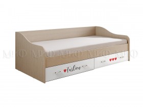 Кровать Girl Вега 0,9 м (Дуб беленый/Белый глянец/фотопечать) в Орле - oryol.katalogmebeli.com | фото