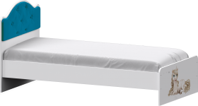 Кровать Каспер с мягкой спинкой и фотопечатью (800х1900)  Белый/Бирюза в Орле - oryol.katalogmebeli.com | фото