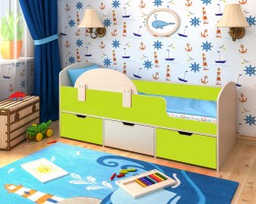 Кровать Малыш-мини с бортиком Дуб молочный/Лайм в Орле - oryol.katalogmebeli.com | фото