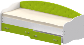 Кровать Софа-8 с мягкой спинкой (900х1900) Белый/Лайм в Орле - oryol.katalogmebeli.com | фото