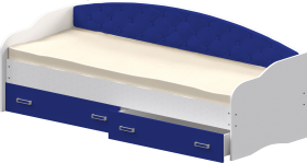 Кровать Софа-8 с мягкой спинкой (900х2000) Белый/Синий в Орле - oryol.katalogmebeli.com | фото