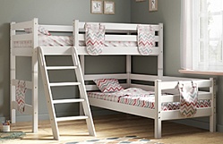 Кровать Соня вариант 8 угловая с наклонной лестницей Белый полупрозрачный в Орле - oryol.katalogmebeli.com | фото