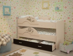 Кровать выкатная Радуга-Сафари детская 1600 Млечный дуб/Венге в Орле - oryol.katalogmebeli.com | фото