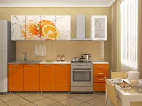 Кухонный гарнитур 1,8м Апельсин (Белый/Оранжевый металлик/Фотопечать апельсин) в Орле - oryol.katalogmebeli.com | фото