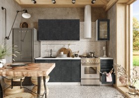 Кухонный гарнитур Нувель 1800мм белый/бетон черный в Орле - oryol.katalogmebeli.com | фото