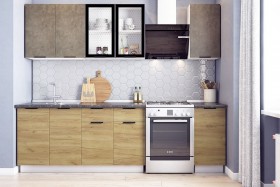 Кухонный гарнитур Стоун 2.0 (белый/камень темно-серый/акация светлая) в Орле - oryol.katalogmebeli.com | фото