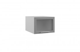 Квадро ГПГС 500 шкаф верхний горизонтальный глубокий со стеклом (Ваниль кожа/корпус Серый) в Орле - oryol.katalogmebeli.com | фото