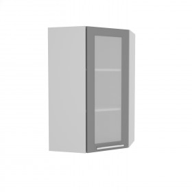 Квадро ВПУС 550 шкаф верхний угловой со стеклом высокий (Железо/корпус Серый) в Орле - oryol.katalogmebeli.com | фото