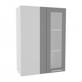 Квадро ВПУС 650 шкаф верхний угловой со стеклом высокий (Железо/корпус Серый) в Орле - oryol.katalogmebeli.com | фото