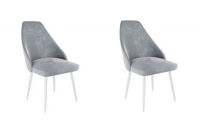 Набор стульев Милан 2 шт (серый велюр/белый) в Орле - oryol.katalogmebeli.com | фото