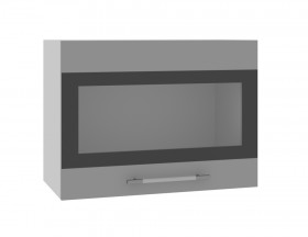 Норд ШВГС 600 Шкаф верхний горизонтальный со стеклом (Софт черный/корпус Белый) в Орле - oryol.katalogmebeli.com | фото