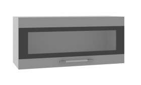 Норд ШВГС 800 Шкаф верхний горизонтальный со стеклом (Софт черный/корпус Белый) в Орле - oryol.katalogmebeli.com | фото
