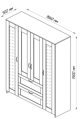 Шкаф четырехдверный Сириус с 1 зеркалом и 2 ящиками дуб сонома в Орле - oryol.katalogmebeli.com | фото 2