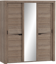 Шкаф трехдверный Соренто с раздвижными дверями Дуб стирлинг/Кофе структурный матовый в Орле - oryol.katalogmebeli.com | фото